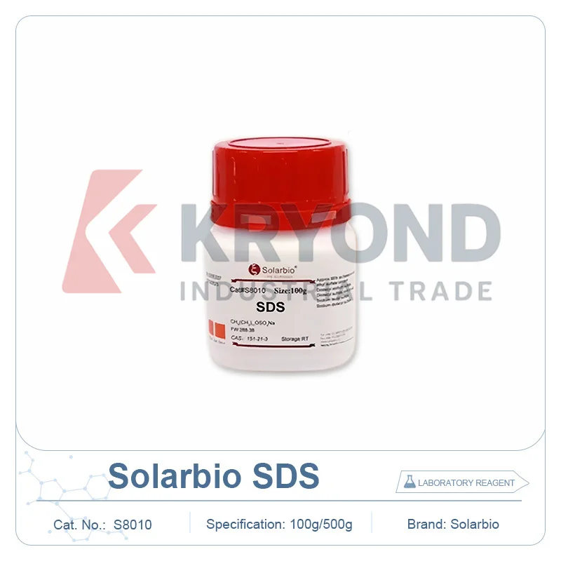 Solarbio Sodium Dodecyl Sulfate SDS S8010 CAS 151-21-3 Biochemical Reagent for Protein Extraction Laboratory Research 100g 500g