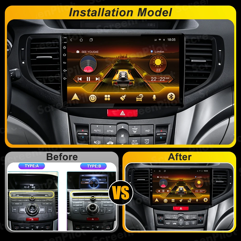 Android 16 For Honda Accord 8 Spirior 2009- 2013 Car Radio Stereo Head Unit  Multimedia Video Player GPS Navigation 2K QLED RDS