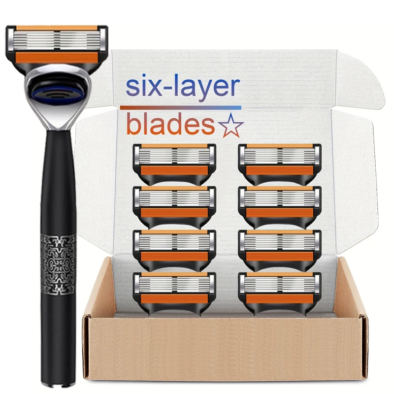 Men And Women Manual Safety Razor Blade 7-Layer Stainless Steel Hair Removal Shaving Blades Replaceable Shaver Head
