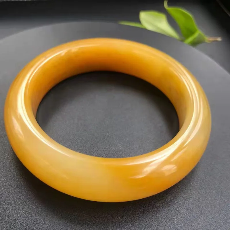 Yellow Dragon Jade Bracelet Hetian Yellow Mouth Color Yellow Chicken Grease Floating Flowers Water Grass Flower Jade Bracelet