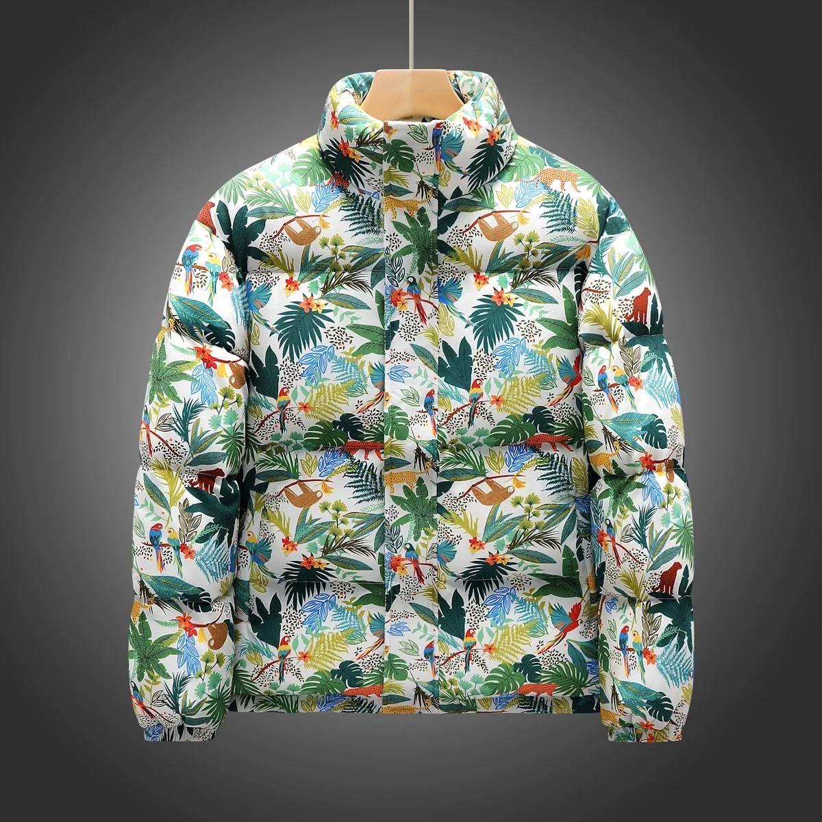 5XL Floral Puffer Coat Man Women Casual Winter Jacket Parkas Hombres Vintage Unisex Cotton Padded Warm Giacche Invernali Da Uomo