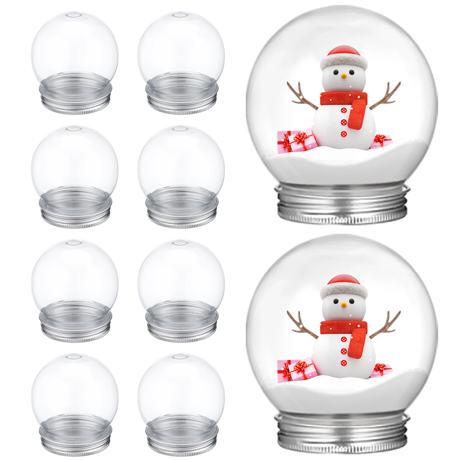 

10Pcs Clear Plastic Water Globes Empty DIY Snow Globes Candy Packaging Boxes Round Ball Shape Globe Making Kit Snow Globe Props