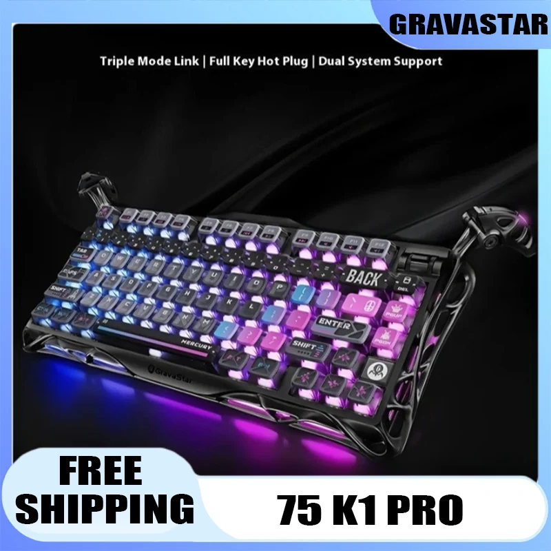 GravaStar 75k1pro Киберспортивная игровая механическая клавиатура 79-клавишная клавиатура на тему киберпанка из алюминиевого сплава, планшет, ноутбук, офисные игры GravaStar 75k1pro Киберспортивная игровая механическая клавиатура 79-клавишная клавиатура на тему киберпанка из алюминиевого сплава, планшет, ноутбук, офисные игры