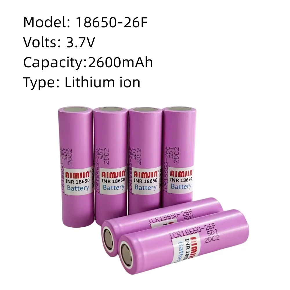 3.7v 2600mAh 25A high discharge New 18650 lithium battery high-power electric tool battery 18650-26F rechargeable battery