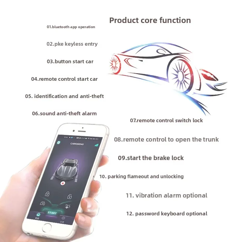 

25 Mobile Phone Control Car Modification Remote Control Start Automatic Induction Car Anti-theft Device Mobile Phone Start