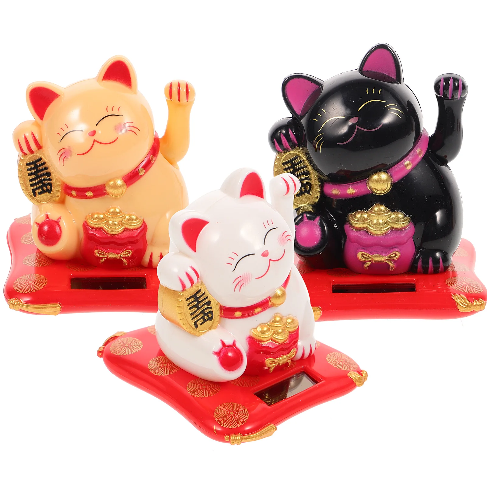 

3pcs Waving Solar Powered Cute For Car Desk Home Decor Household Cat Mascot Cat Adornment Ornaments