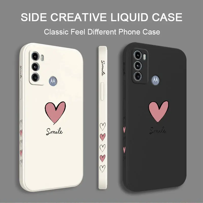 G60 Pink Heart Silicone Phone Case For Motorola Moto G60 G62 G60S G40F G54 G52 G42 G10 G13 G82 G30 G72 G84 G34 G24 G14 G20 Cover