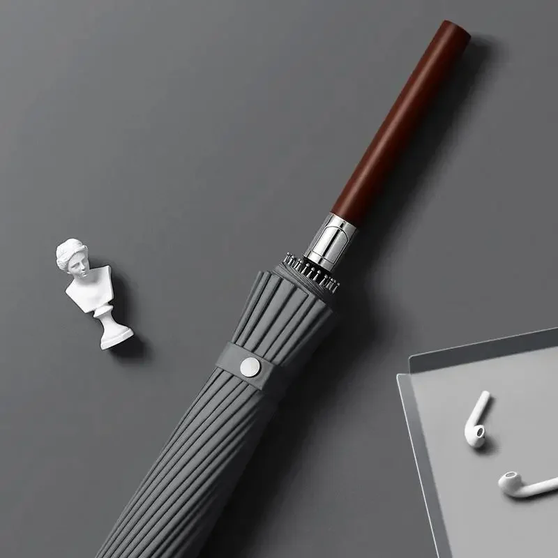 Lotus Bone Long Handle Automatic Umbrella Double Layer Wind Resistant Reinforced Rain Shield Outdoor Travel Daily Use 장우산