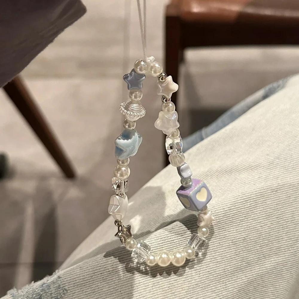 

Летний милый синий кулон-сердечко со звездой, подвеска-шнурок для телефона, брелок-шнурок для iPhone, сумки, ключей