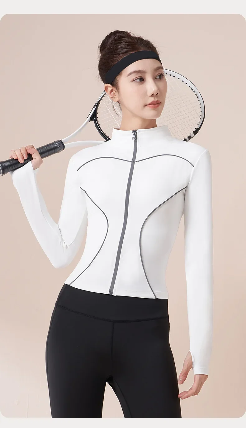 

Fanceey Sports Jacket, Night Running Reflective Jacket, Outdoor Leisure Running, Stand Collar, Windproof Yoga, Fitness Running