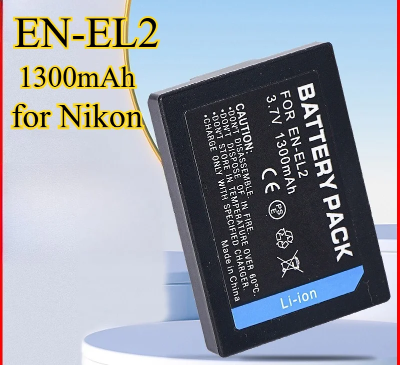 니콘 9904/COOLPIX 2500/3500/SQ용 EN-EL2 1300mAh 카메라 리튬 배터리, 긴 배터리 수명