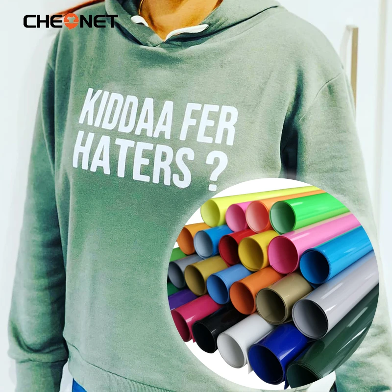 CHEONET HTV ---12"x40"/30.5cmx100cm ECO PU Heat Transfer Vinyl With Sticky Back T-shirt Iron On HTV Film Pattern Press DIY Craft