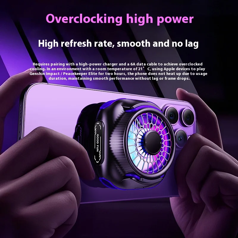 Universal Portable Magnetic Semiconductor Phone Cooler with Digital Display RGB Lights Powerful Cooling Fan for Gaming