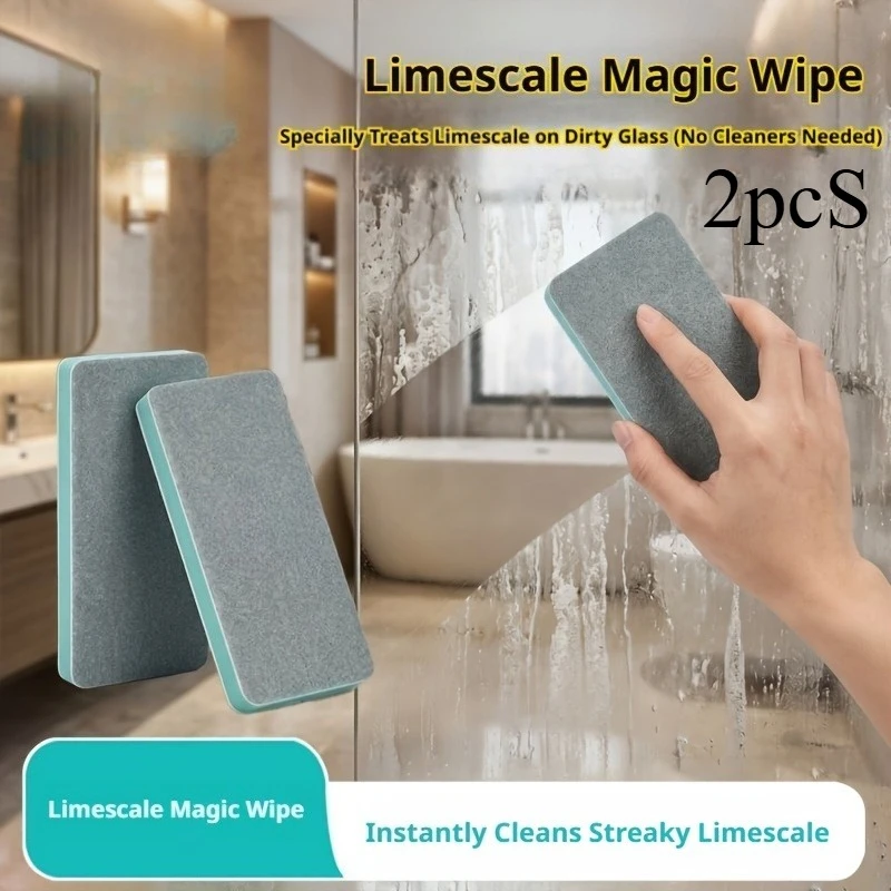 Magic Limescale Eraser Sponge Glass Shower Door Water Stain Remover Bathroom Window Cleaning Wipe