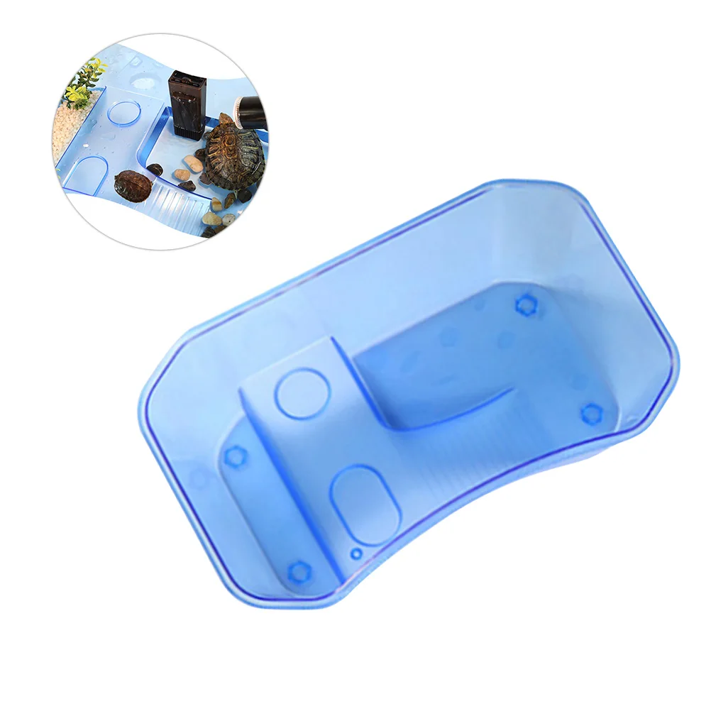 

1pc Reptiles Food Feeding Box Plastic Open Breeding Translucence Box for Turtle Tortoises (Blue Size S)