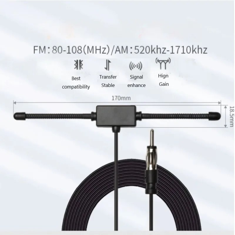 GWS FM AM Antenna 80-108MHZ 520KHZ-1710KHZ high gain wide band for car audio Stereo Receiver Music System Vehicle Digital DAB