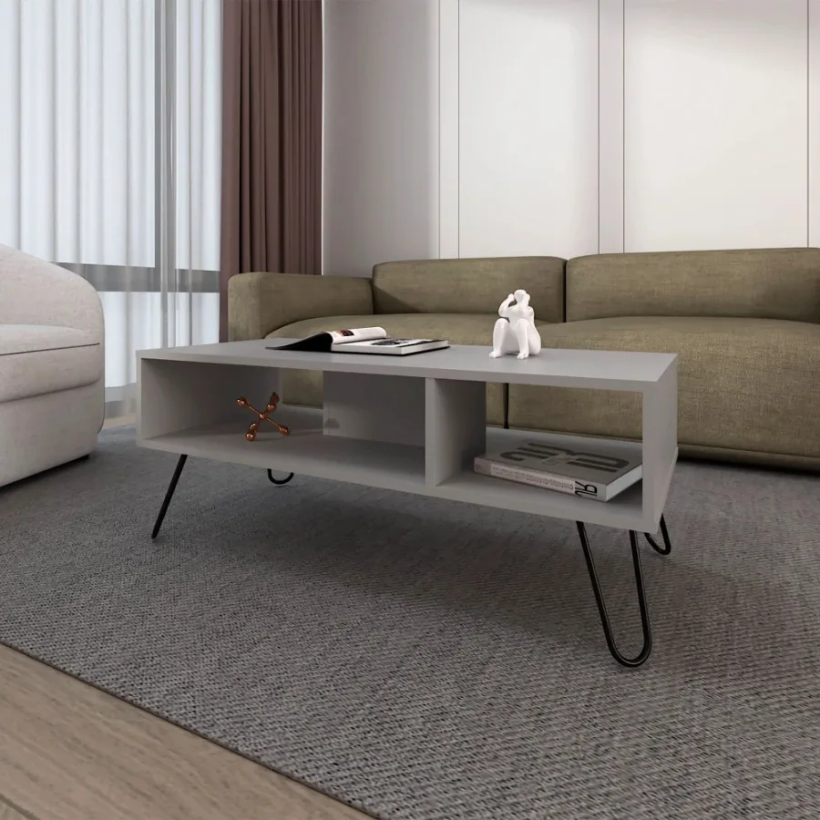 

Smoke Coffe Table with 2 Shelf