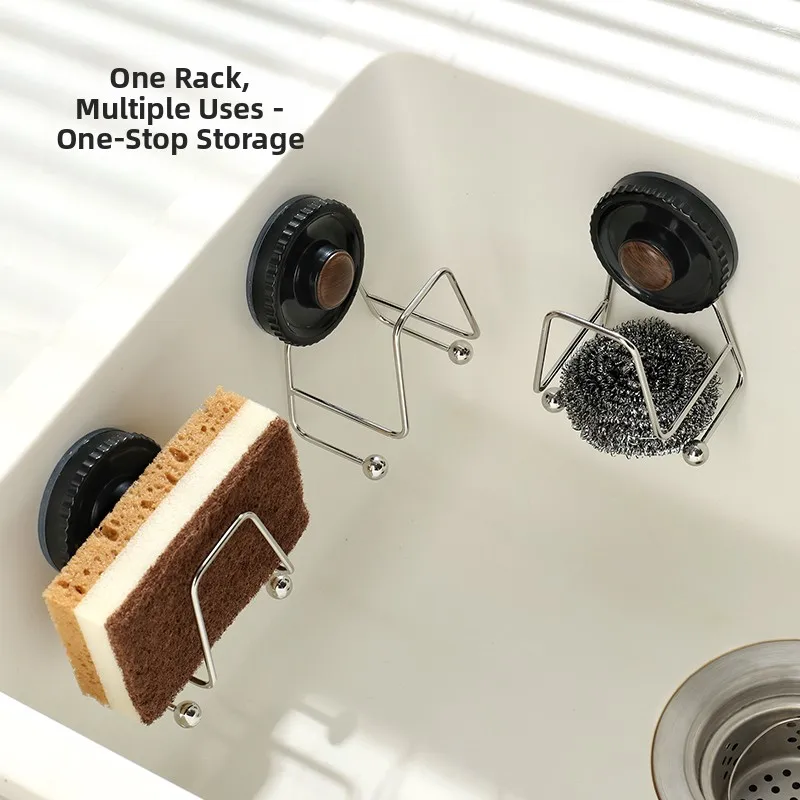 

Держатель для губок и стальных мочалок на присоске для кухонной раковины, без сверления, из нержавеющей стали