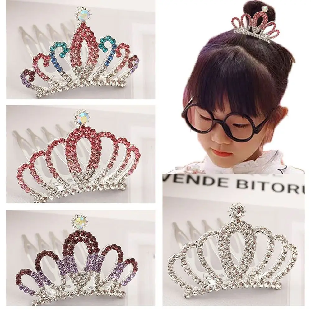 Urocza urocza korona ze stopu Rhinestone Tiara nakrycie głowy dla dziewczynki spinka do włosów dla dzieci grzebień do włosów dla dzieci akcesoria do włosów spinka do włosów dla dzieci