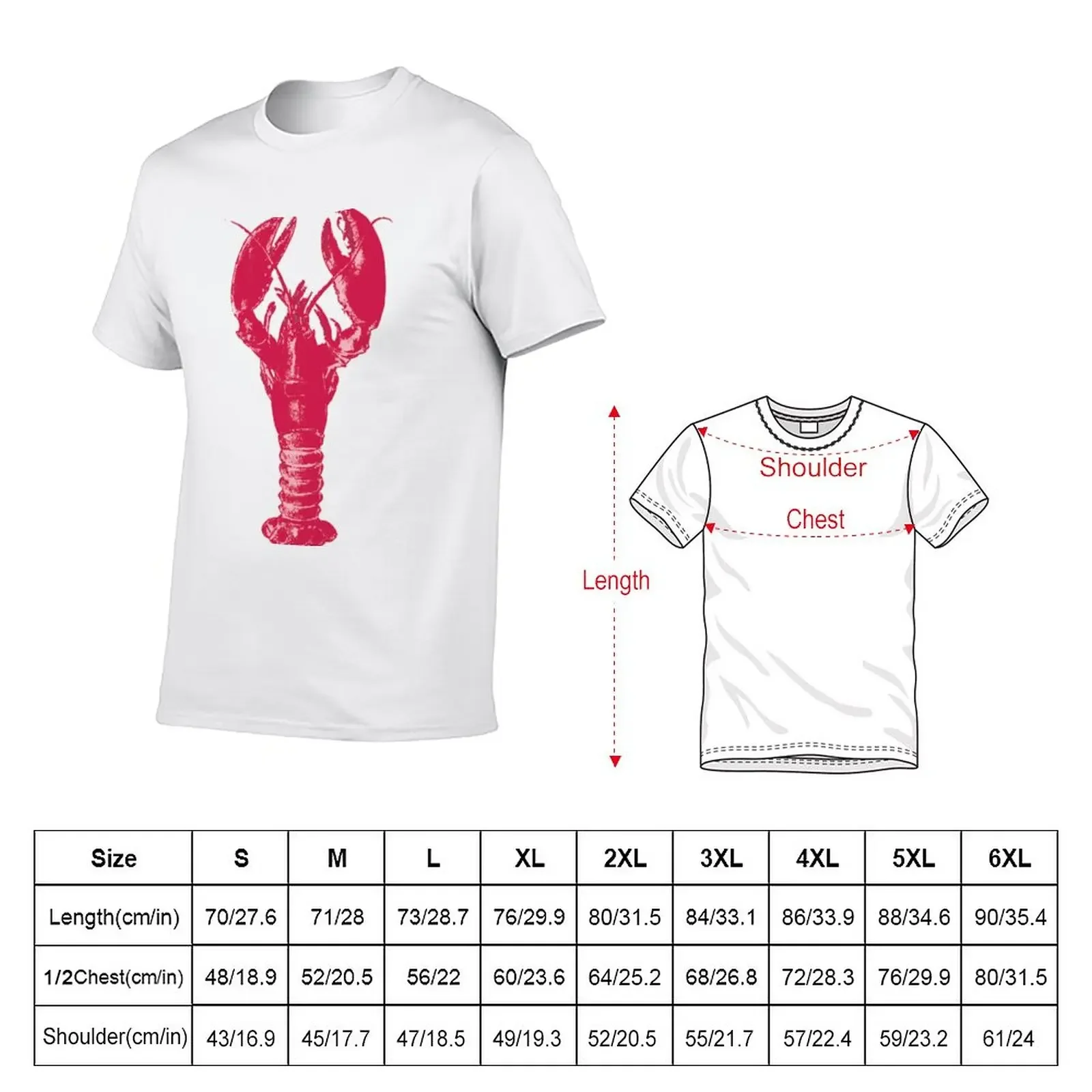 Fuchsia Lobster on Light Pink T-Shirt graphics sports fans plain fruit of the loom mens t shirts