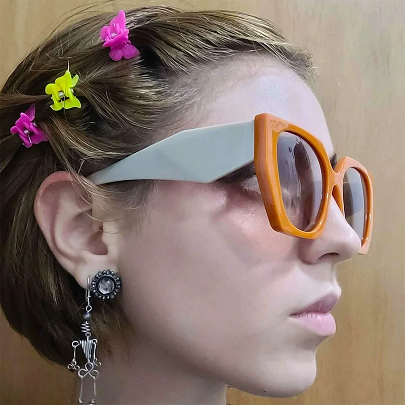 Exquisite Trendige Persönlichkeits-Katzenaugen-Sonnenbrille für Damen und Herren Retro Farbenfrohe Marken-Sonnenbrille für Pool-Party und Reisen