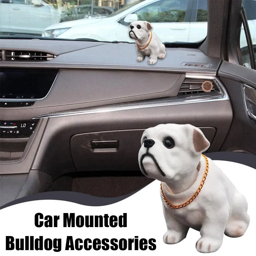 

Cute Cartoon Shaking Head Dog Car Decorative Ornaments Auto Accessories Simulation Bulldog Shape Interior Decoration Resin V5W5