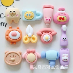 10 Pcs New Mini Cute Cartoon Funny TV Hair Dryer Resin Cabochon DIY Jewelry Party Hairpin Craft Decoration Accessories A84