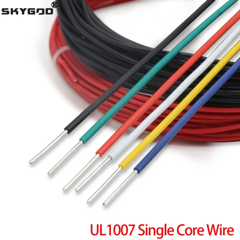 Copper Wire UL1007 Single Core Line 26 24 22 20 18 16 14 AWG PVC Insulation Solid Tinned Plating Electric Cable