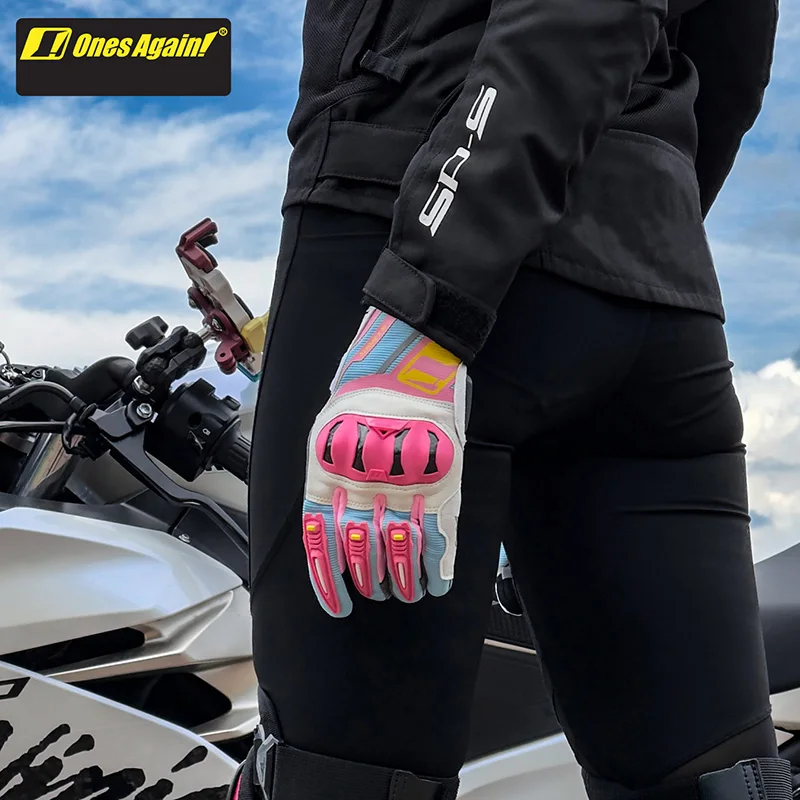Ones Again! Мотоциклетные перчатки, дышащие ТПУ, углеродное волокно, перчатки для гонок на мотоциклах, женские перчатки против падения Luva с полным пальцем