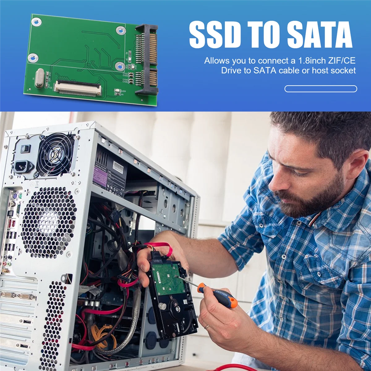SMIEA 1.8 بوصة 40Pin ZIF/CE SSD HDD القرص الصلب محرك إلى 7 + 15 22 دبوس SATA محول لوحة محول