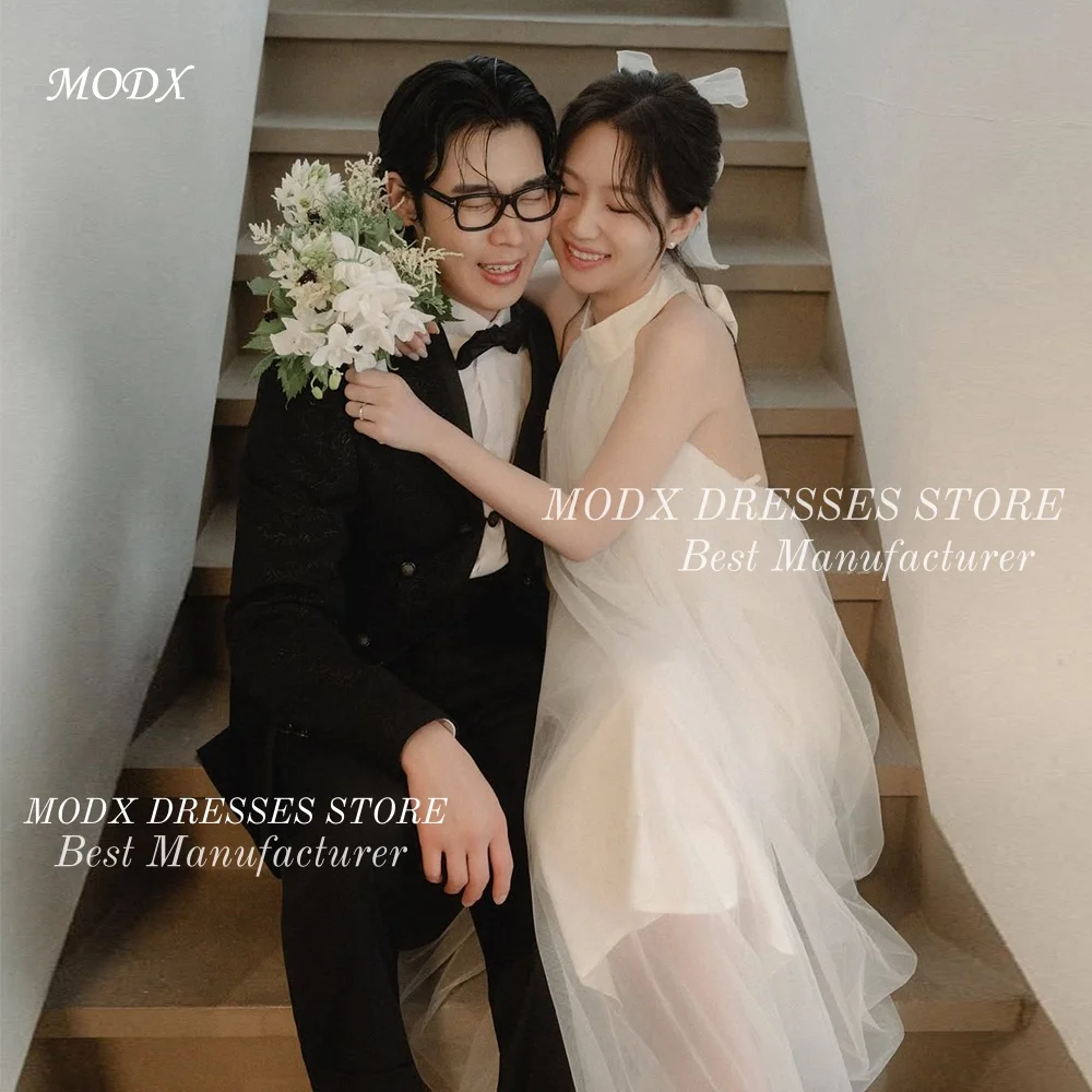 

MODX Customzied Halter Backless Tulle Korean Wedding Dress A-Line Bridal Gown Vestidos Novias Boda Women Floor Length