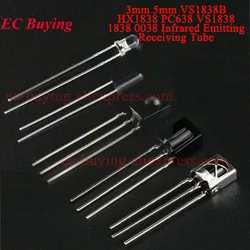 5Pcs-50Pcs VS1838B HX1838 PC638 VS1838 1838 0038 Remote Receiver Tube 3mm 5mm 940nm Infrared IR Emitting Head Sensor Universal
