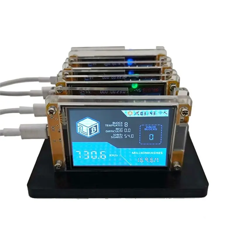 A27F-Upgraded 2.8 Inch Smart Display 4X 735KH/S Nmminer Nerdminer+ 4 Slots Stand Bitcoin Crypto Solo Lottery Miner Touch
