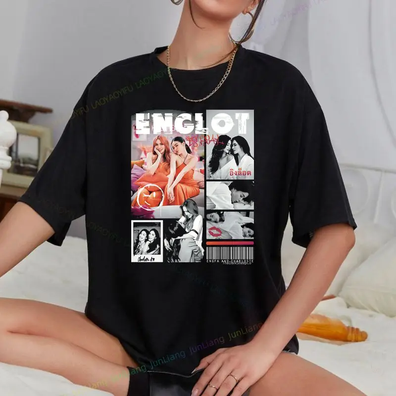 2025 الدراما التايلاندية فقط أنت LingOrm نفس تي شيرت الإنجليزية المطبوعة قصيرة الأكمام نقية عصرية مستديرة الرقبة الأعلى لينغ لينغ كوونغ #1