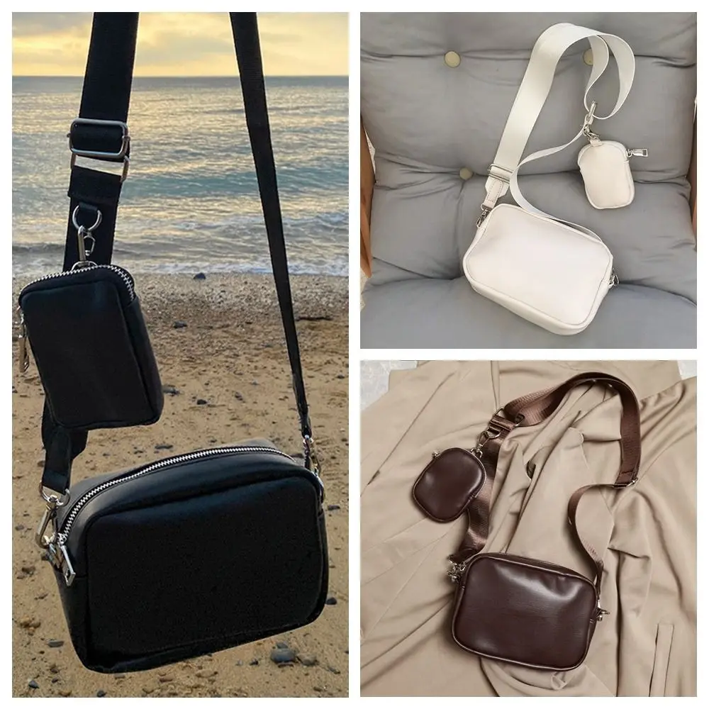 Korean Style Shoulder Bag with Mini Bag Pendant Women Male Fashion Crossbody Bag Handbag Ladies Casual Simple Small Square Bags