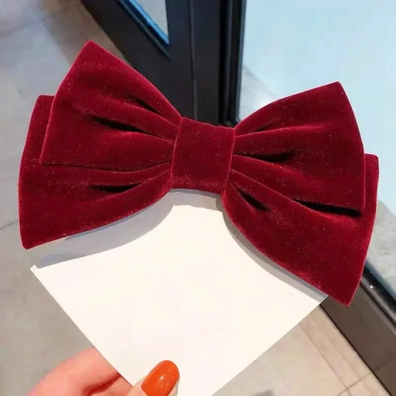 Velvet Bow Hair Clip Elegant Bow Tie Hairpins Barrettes Vintage Women Girls Black Wine Red Bow Hair Clip Tie Prom Accessories