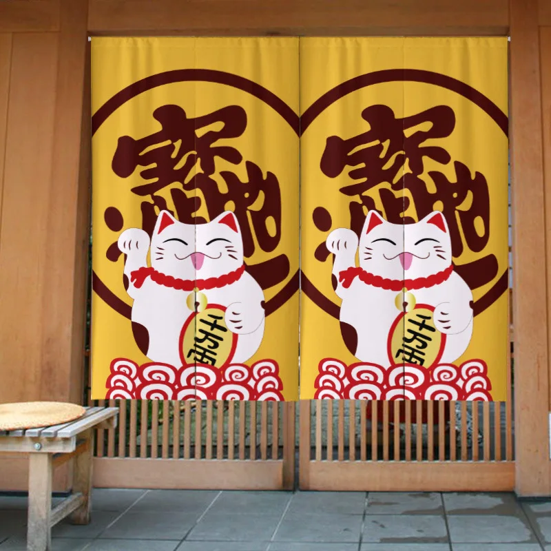 

Japanese Lucky Cat Door Curtain Home Decorative Restaurant Partition Curtain Door Curtain Kitchen Curtain Noren