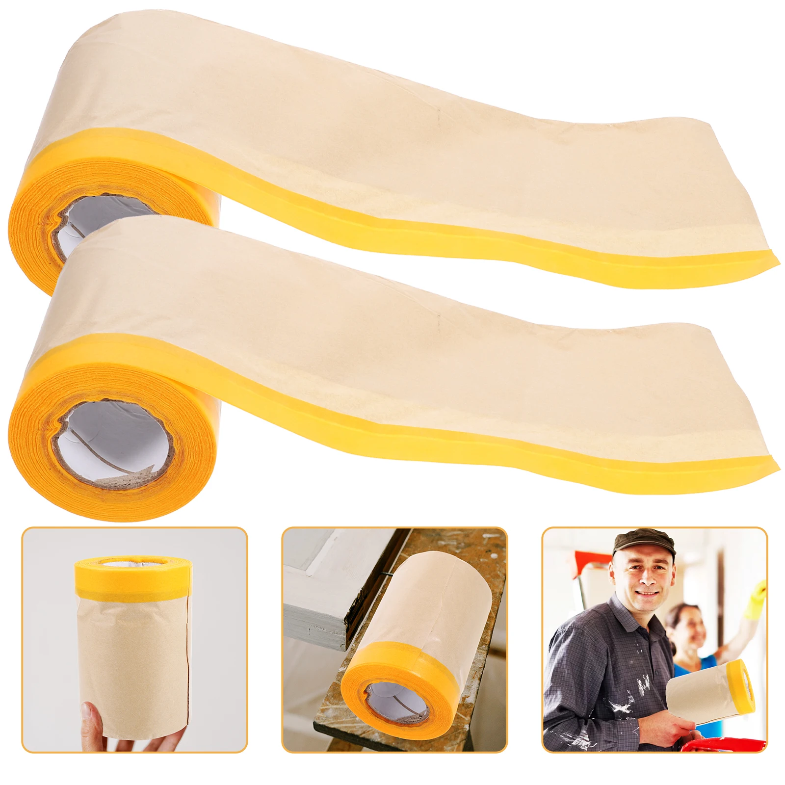 

2PCS Kraft Protective Masking 15cmx15m Furniture Automotive Paint Supplies Easy Masking Paper For Automotive Remove