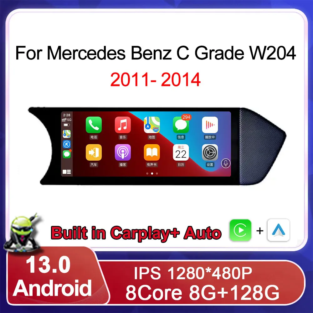 

Автомагнитола, экран 8,8 дюйма, LHD, Android 13, для Mercedes Benz C Grade W204 2011- 2014 NTG 4.5, Carplay, автомобильная стереосистема, GPS-навигация