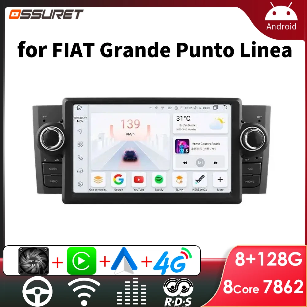 

Android Car Radio Player for FIAT Grande Punto Linea 2007 -2012 Car Multimedia Stereo Autoradio Audio Carplay 1 Din Screen 7862