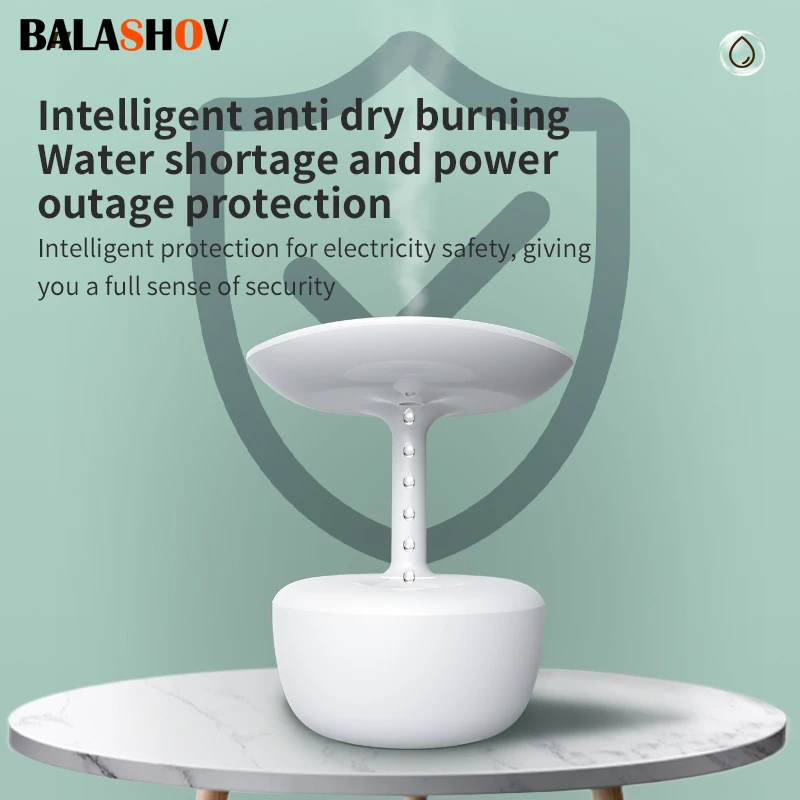 Air Humidifier Anti-Gravity Ultrasonic Cool Mist Maker Night Light Weightless Sprayer with LED Night Light Water Droplet