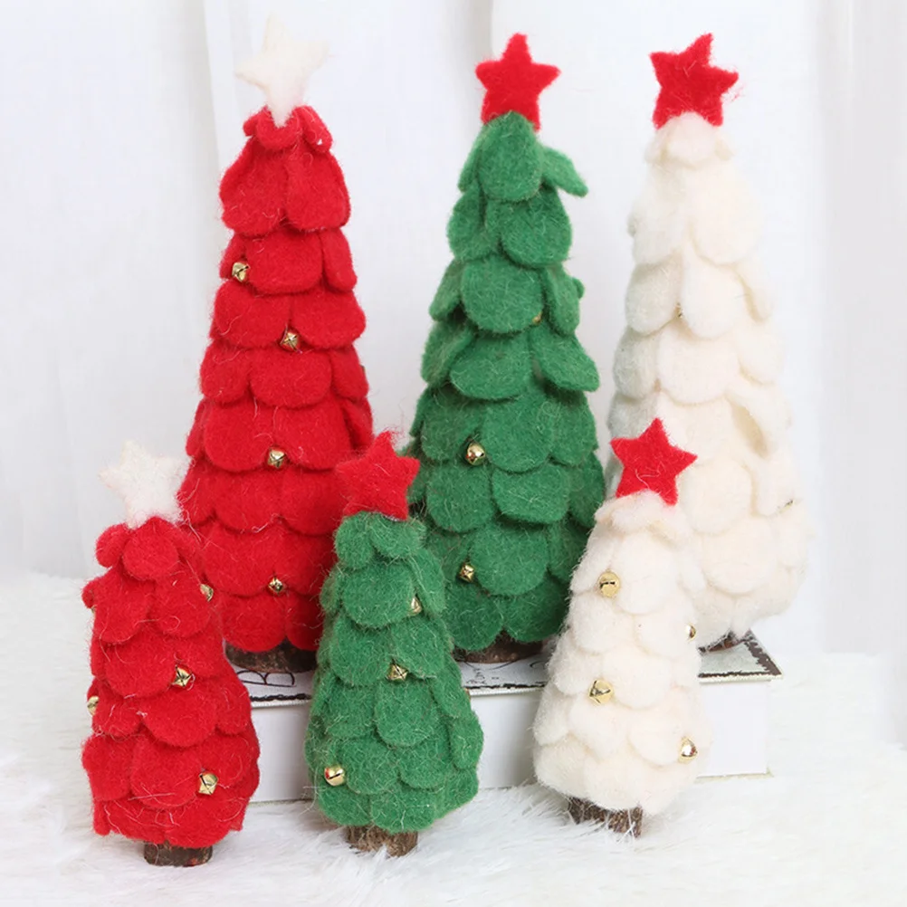 

Wooden Christmas Tree Mini Decorative Accessory for Desktop Living Room Bedroom Office Holiday Party Ornament Green Size L