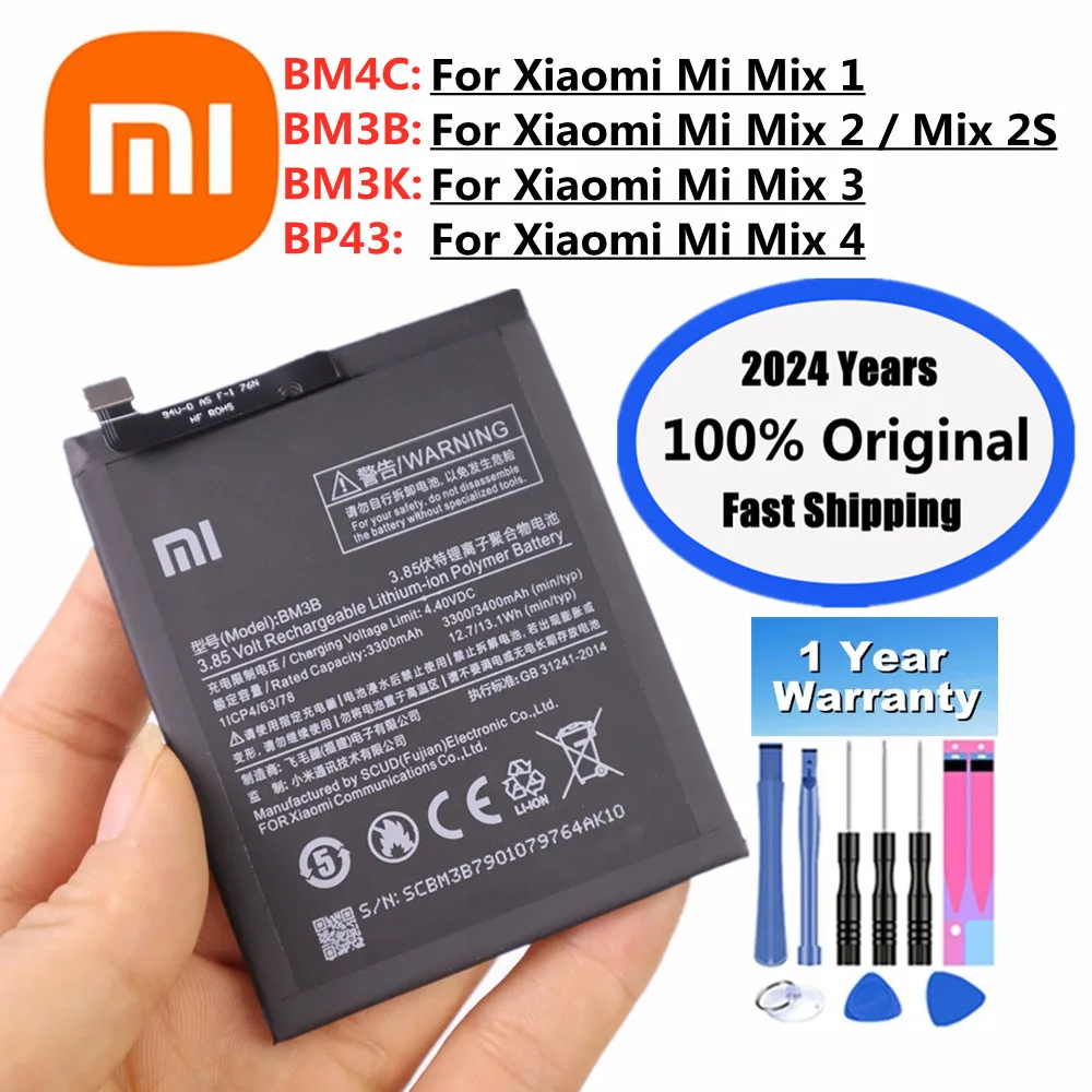 2024 Years Xiao mi Original Battery BM3B BM3K BM4C BP43 For Xiaomi Mi Mix 2 Mix2 / Mix 3 4 1 2S Mix3 Mix4 Mix2S Phone Battery