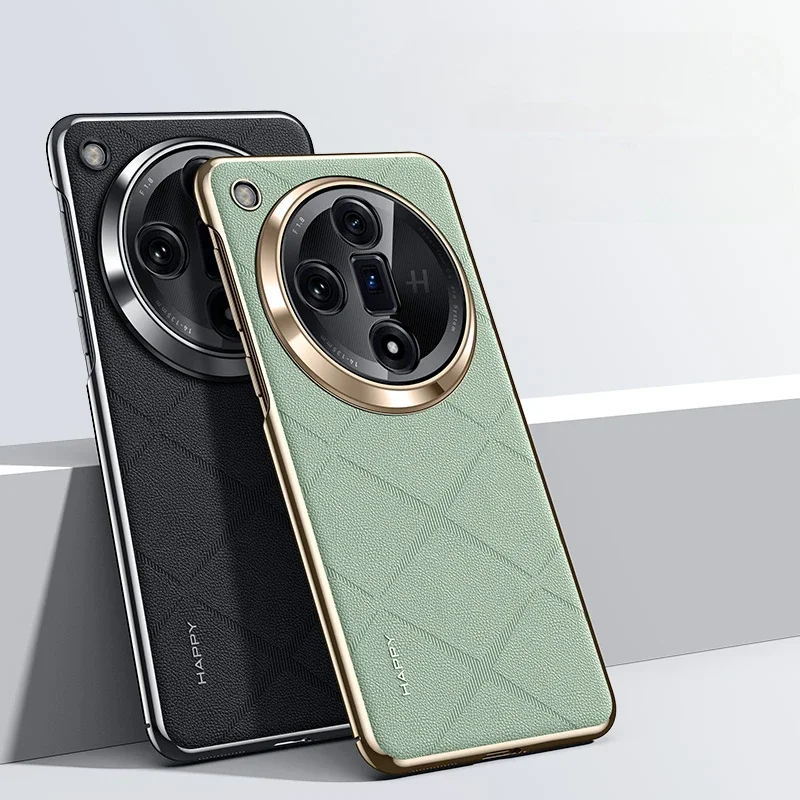Luxury PU Leather Phone Case For OPPO Find X7 X8 X9 Ultra Plating Camera Lens Ptotection Hard Back Case for OPPO Find X7 Pro X9s