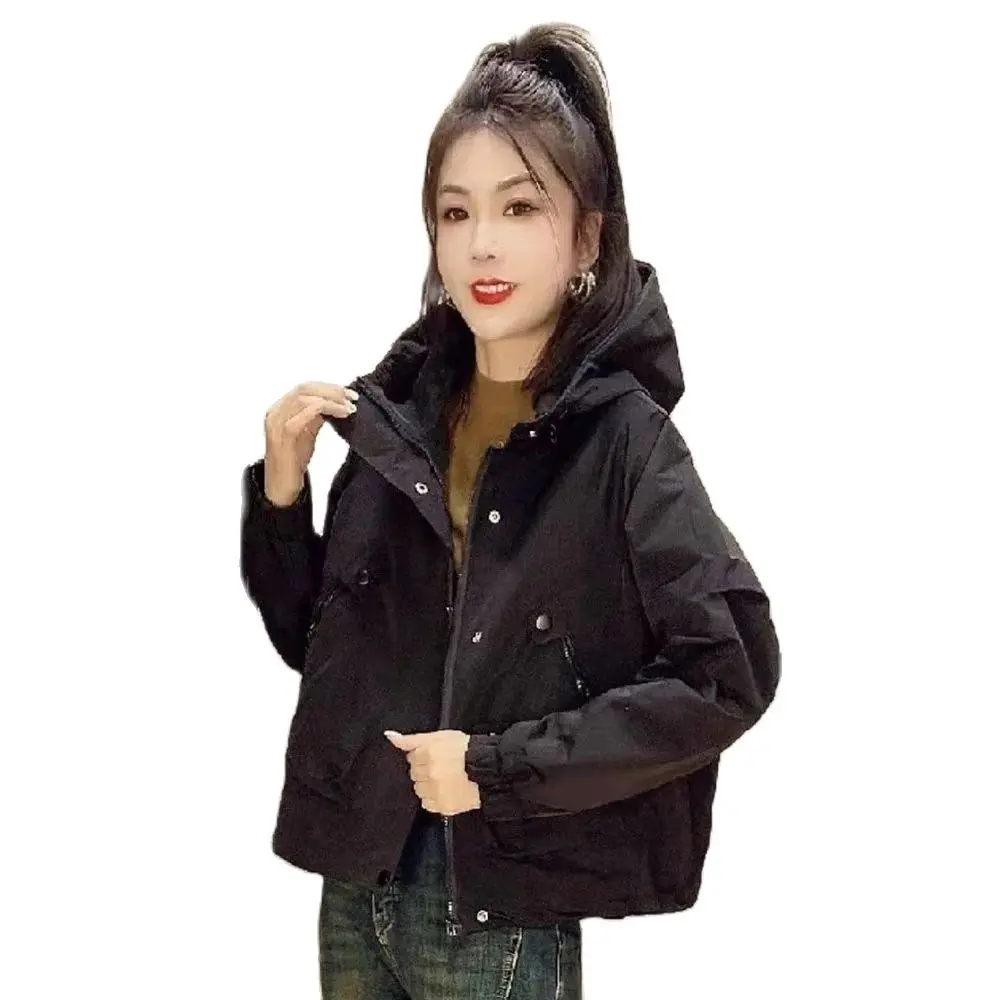 European And American Fashionshort Coat Women's Autumn 2024 New Hooded Zipper Han Fan Loose Windbreaker Women's Tide.