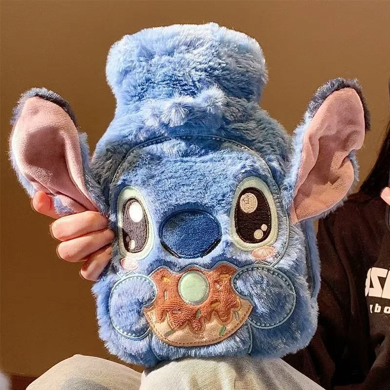 زجاجة مياه ساخنة جديدة من ديزني ستيتش مع جيب يدوي، كيس ماء ساخن مبتكر عالي الجودة مطبوع عليه رسوم كرتونية حقن بالماء