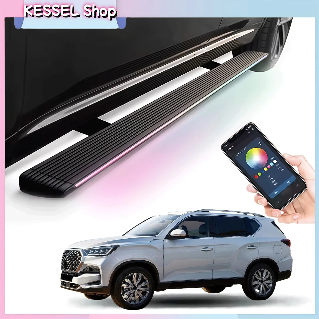 

Deployable Power Side Step with LED Light Electric Running Boards for Ssang Yong Rexton G4 2019-2024 2025 2026 Retractable Steps