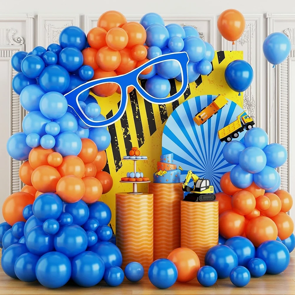 Orange, blue, latex balloon arch kit, birthday party decoration,Thanksgiving, anniversaries, wedding gender revealing decoration