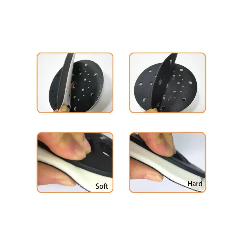 6" Inch 150mm 17 Hole M8 Thread Hook & Loop Backing Pad / Soft Sponge Interface Pad Abrasives Grinding and Polishing