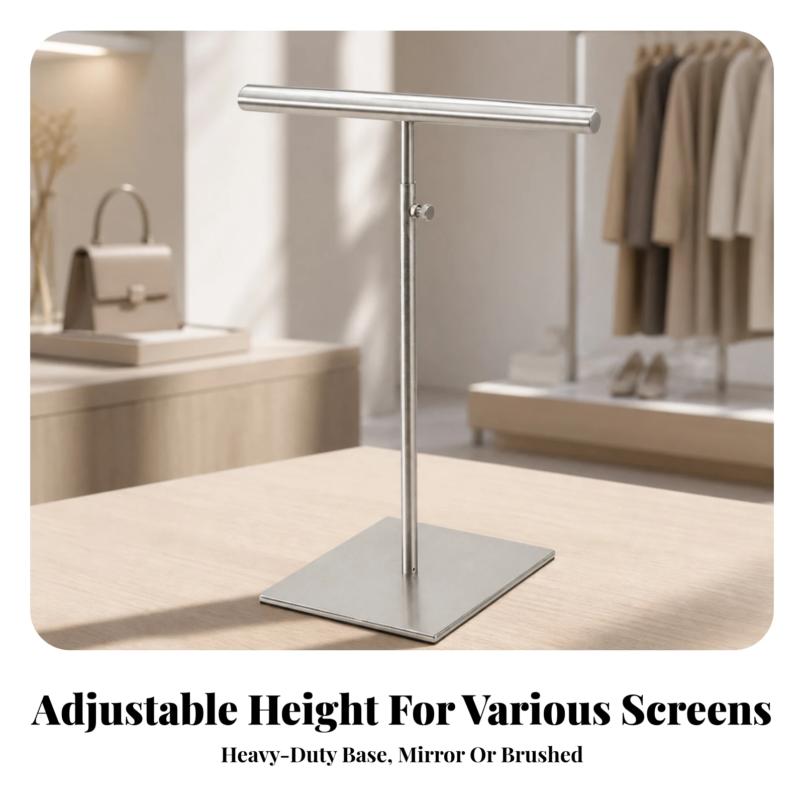 Bag Display Stand Heavy Duty T-Shaped Bar Display Stand Purse Rack Rust-Resistant Holder Long-Lasting for Boutiques